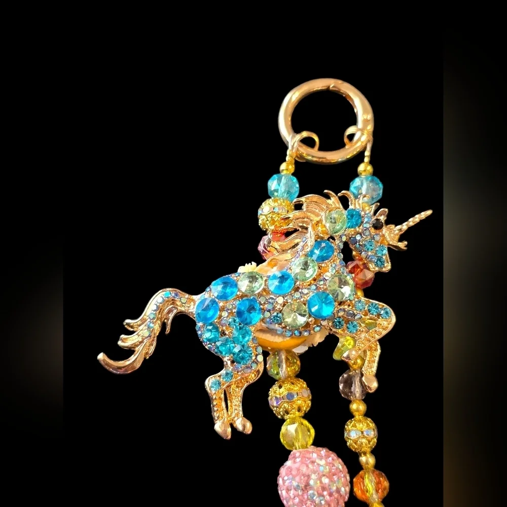 Colorful Unicorn Beaded Bag Charm
